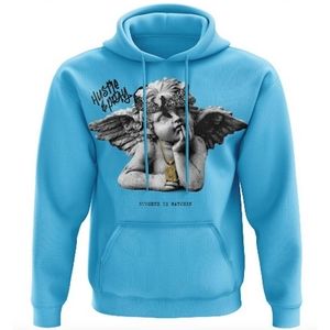 Hustle and Pray Blue Graphic Hoodie Sweater